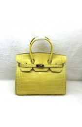 Imitation Hermes Birkin 25CM Tote Bag Croco Leather H8096 Yellow HV10449SU34