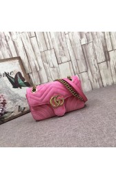 Imitation High Quality Gucci Velvet GG Shoulder Bag 446744 pink HV10237HH94