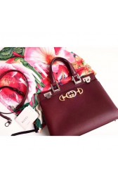 Knockoff AAAAA Gucci Zumi grainy leather small top handle bag 569712 Burgundy HV08718Jc39