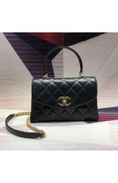 Knockoff Chanel flap bag with top handle Lambskin & Gold-Tone Metal AS1174 black HV09922ch31
