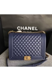 Knockoff Chanel LE BOY Shoulder Bag Original Sheepskin Leather 67087 blue Gold chain HV09557ch31