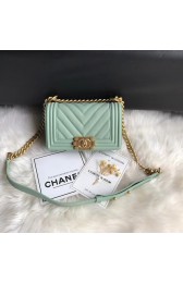Knockoff Chanel Leboy Original Caviar leather Shoulder Bag A67085 Light green gold chain HV00041fY84