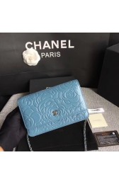 Knockoff Chanel WOC Mini Shoulder Bag A33814 Light blue silver chain HV01286yN38