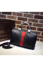Knockoff Gucci GG Calfskin Leather Boston Bag 247205 black HV08762WW40