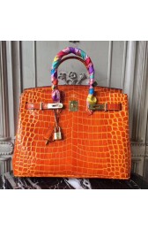 Knockoff Hermes Birkin Tote Bag Croco Leather BK35 orange HV02050tU76
