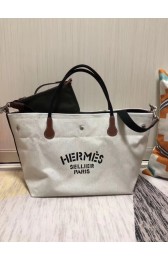 Knockoff Hermes Canvas Shopping Bag H0734 white HV10776yN38