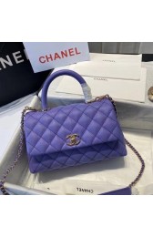 Knockoff High Quality Chanel flap bag with top handle A92990 purple HV08546Lg12
