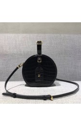 Knockoff Louis Vuitton original Croco Leather petite boite chapeau M43516 Black HV05144Bt18