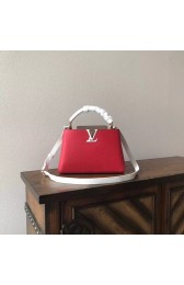 Knockoff Louis vuitton original taurillon leather Capucines PM M48865 red&white&grey HV10261fY84