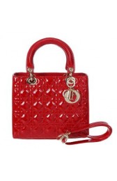 Lady Dior Bag mini Bag D9601 Red Patent Leather Gold HV00235EW67