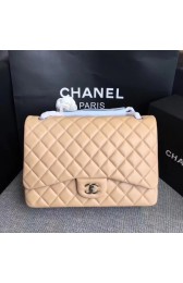 Luxury Chanel Maxi Quilted Classic Flap Bag original Sheepskin CF 58601 apricot Silver chain HV08053kp43