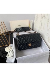 Luxury Chanel small flap bag Calfskin & Gold-Tone Metal AS2228 Black HV11310Px24