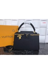 Luxury Louis Vuitton Original Leather CAPUCINES PM M52963 Black HV05946QT69