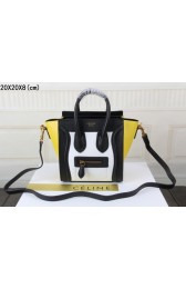 New Celine luggage nano bag original leather 3308 white&black&yellow HV02036Uf80