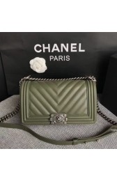 New Chanel LE BOY Shoulder Bag Original Sheepskin Leather 67086V green HV11161Uf80