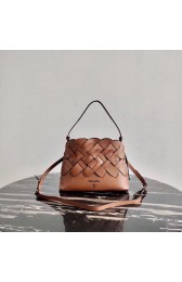 New Prada Leather Prada Tress Handbag 1BA290 brown HV08241Uf80
