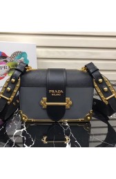 Prada Cahier leather shoulder bag 1BD045 grey&black HV08153LG44