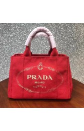 Prada Fabric Printed Tote 1BG439 red HV04689Mn81