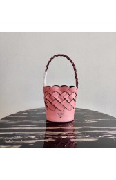 Prada Original Leather Woven Pattern Bucket Bag 1BG049 pink HV06022UE80