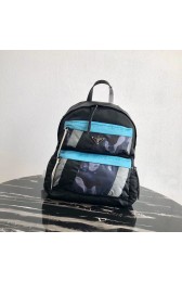 Prada Printed technical fabric backpack 2VZ025 black&blue HV07434rf73