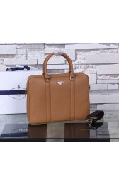 Prada Saffiano Calf Leather Briefcase P8687 Wheat HV08869Av26