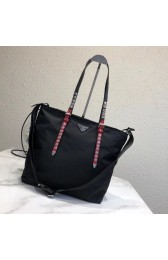 Prada Saffiano leather and nylon tote 1BG212 black&Red HV02081yk28