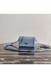 Prada Saffiano leather shoulder bag 2BP019 blue HV01560HW50