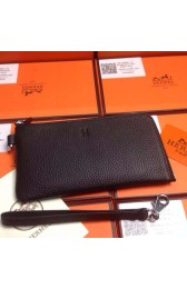 Replica 2015 Hermes 7-shaped zipper wallet 509 black HV00515ec82