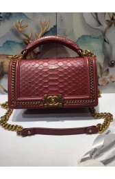 Replica Boy Chanel Flap Shoulder Bag original Snake leather 67086 red HV01525sA83