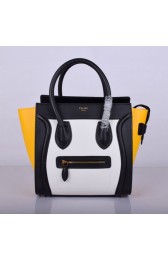 Replica Celine Luggage Micro Boston Bag Original Leather 8802-3 White&Black&Yellow HV08076BB13