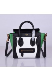 Replica Celine Luggage Nano Bag Original Leather 8802-9 Black&White&Green HV04061BB13