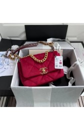 Replica Chanel 19 flap bag velvet AS1160 red HV00601XB19