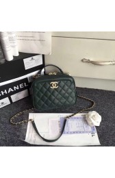 Replica Chanel Flap Bag vanity case Calfskin & Gold-Tone Metal A57905 Blackish green HV10664DY71