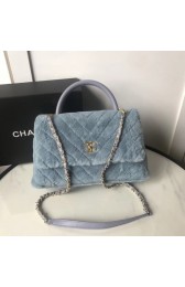 Replica Chanel flap bag with top handle A92991 light blue HV09355cK54