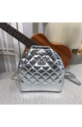 Replica Chanel Gabrielle Calf leather knapsack 7027 silver HV04646Xe44