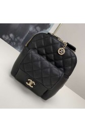 Replica Chanel Grained Calfskin & Gold-Tone Metal backpack AS0003 black HV03980KG80
