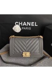 Replica Chanel LE BOY Shoulder Bag Original Sheepskin Leather 67086V grey Gold Buckle HV01713UD97