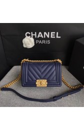 Replica Chanel Leboy Original Calf leather Shoulder Bag B67085 dark blue gold chain HV08948ED66