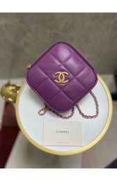 Replica Chanel small diamond bag Grained Calfskin & Gold-Tone Metal AS2201 purple HV05554DY71
