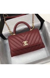 Replica Chanel Small Flap Bag with Top Handle A92990 Wine HV06649DY71