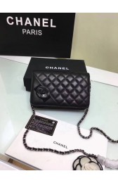 Replica Chanel WOC Mini Shoulder Bag 33816 sheepskin Black HV10223Yn66