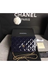 Replica Chanel WOC Mini Shoulder Bag Original Patent leather 33814 dark blue gold chain HV03693ls37