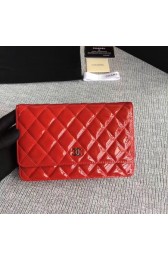 Replica Chanel WOC Mini Shoulder Bag Original Patent leather 33814 red silver chain HV09379iu55