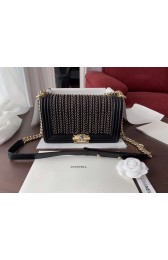 Replica Cheap Chanel Leboy Original Calfskin leather Shoulder Bag F67086 black & gold -Tone Metal HV09996Mq48