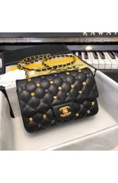 Replica Fashion CHANEL Classic Handbag Lambskin Gold-Tone & Ruthenium-Finish Metal A01116 Black HV02827HM85