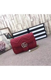 Replica Gucci GG MARMONT leather Shoulder Bag 476809 red HV00102Hd81