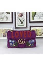 Replica Gucci GG Marmont medium velvet bag 443496 purple HV11622Vi77
