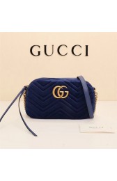 Replica Gucci GG Marmont Velvet leather Shoulder Bag 447632 blue HV04981XB19