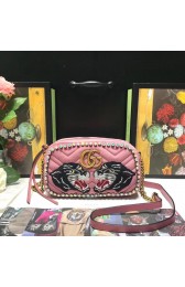 Replica Gucci GG Marmont Velvet leather Shoulder Bag 447632 pink HV10496it96