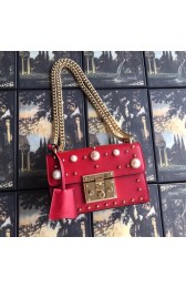 Replica Gucci Padlock small GG Pearl shoulder bag 409487 red HV05919DY71